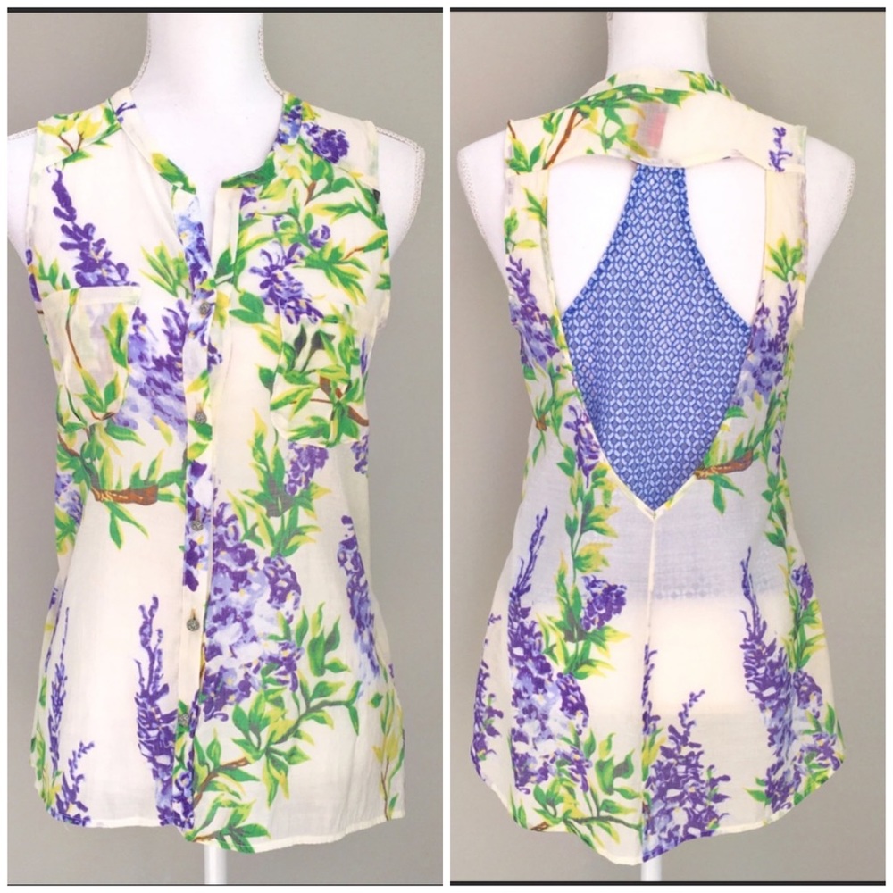 Aratta Stitch Fix Sammaron Cut Out Back Floral Top
